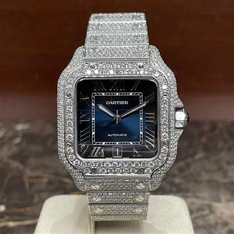 santos cartier iced out|iced out cartier watch real.